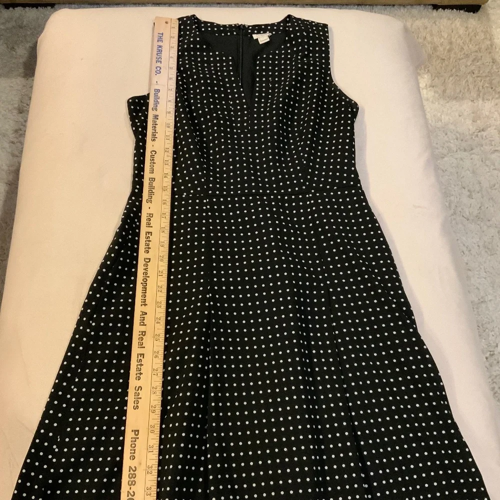 J Crew Black White 6 Sleeveless Polka Dot MIDI Dress Timeless Classic Wedding